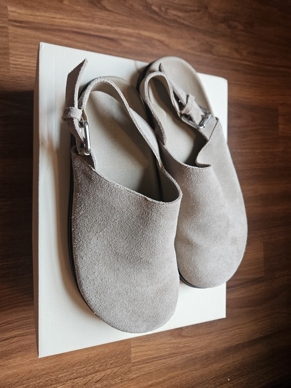 Pilcro Beige Suede Slingback Mules